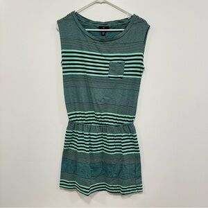 Gap dress! Teal mint sleeveless black stripped dress women’s size XS!